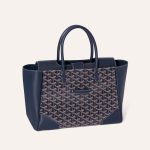Goyard Saigon Tote Navy Blue Goyardine Canvas Palladium Hardware - Image 4